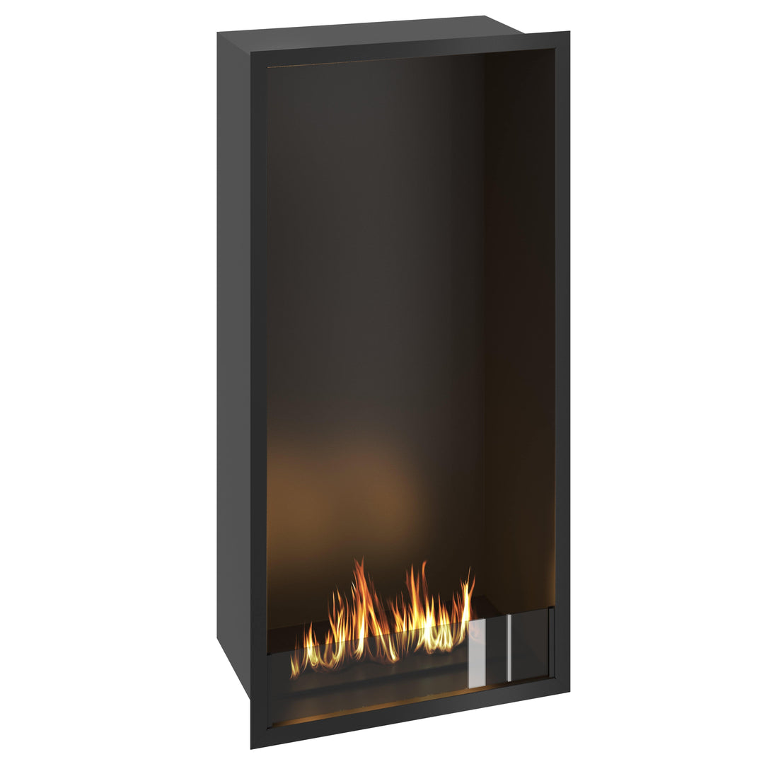 Bioethanol Einbau Kamin Einbaukamin Ofen SELECTED Vertikal 60x120x35cm von Wild Flame Seitlich